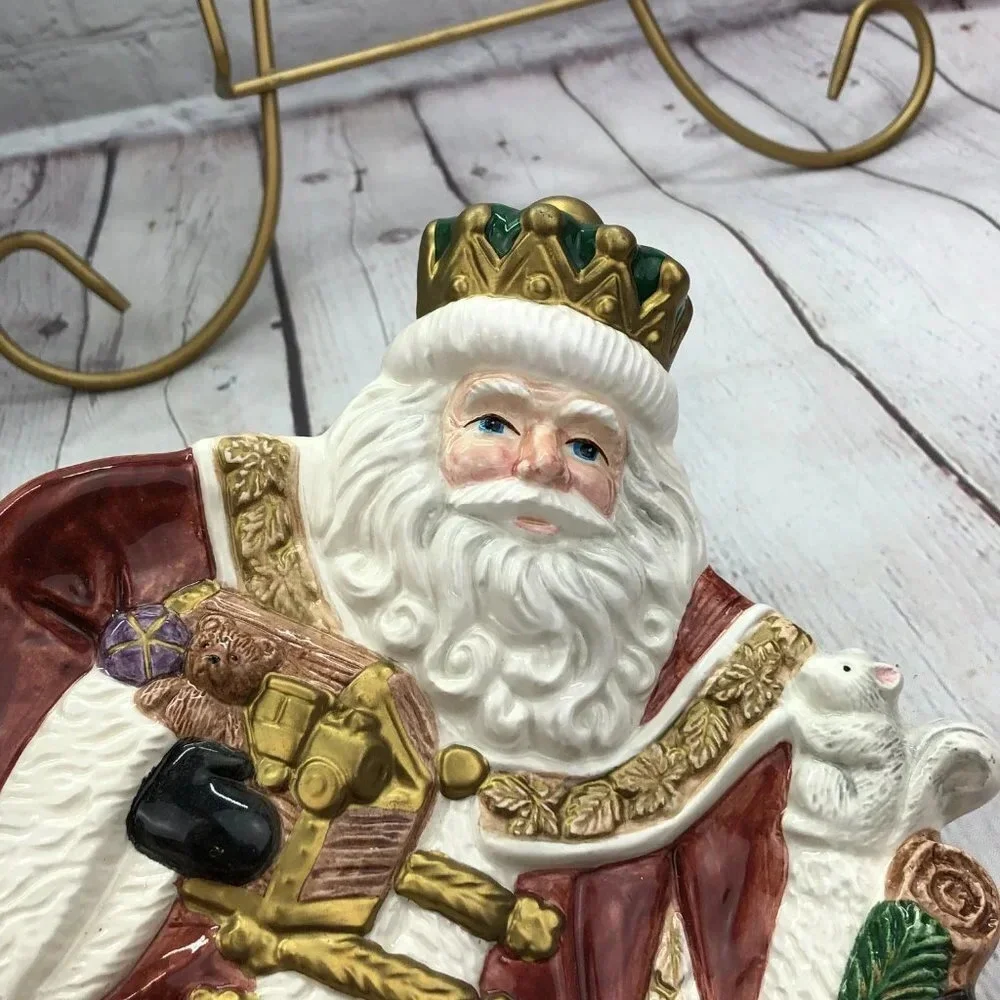 vintage omnibus 1995 fitz and floyd santa serving bowl Christmas holiday